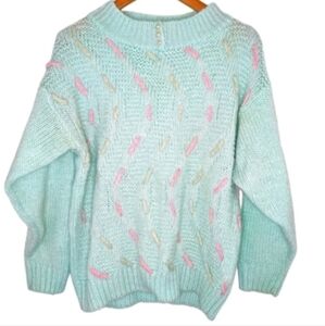 Vintage Knit Mint Green Women's Sweater Size Medium